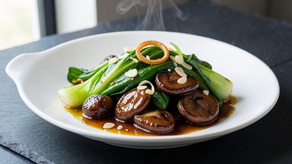 Bok Choy and Mushrooms in Oyster Sauce: Wok-Tossed Umami Harmony