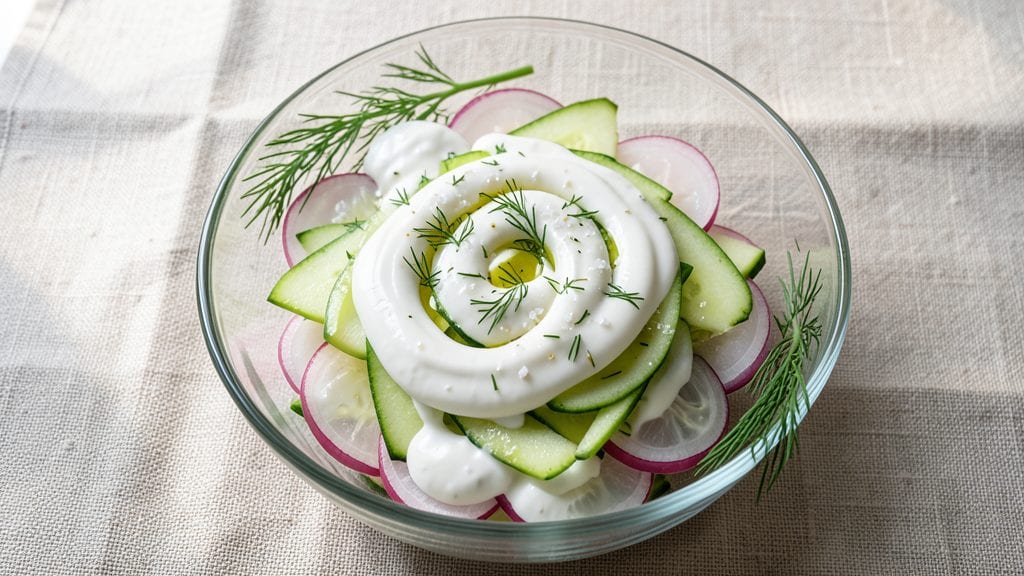 Cucumber Onion Salad White Sauce Recipe: Zesty Dill Cream With Crunchy Freshness