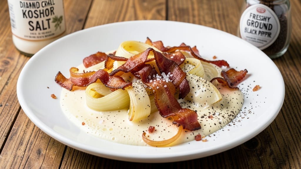 Leeks in Cream Sauce Recipe: Silky Onion-Free Velouté With Crispy Bacon Bits
