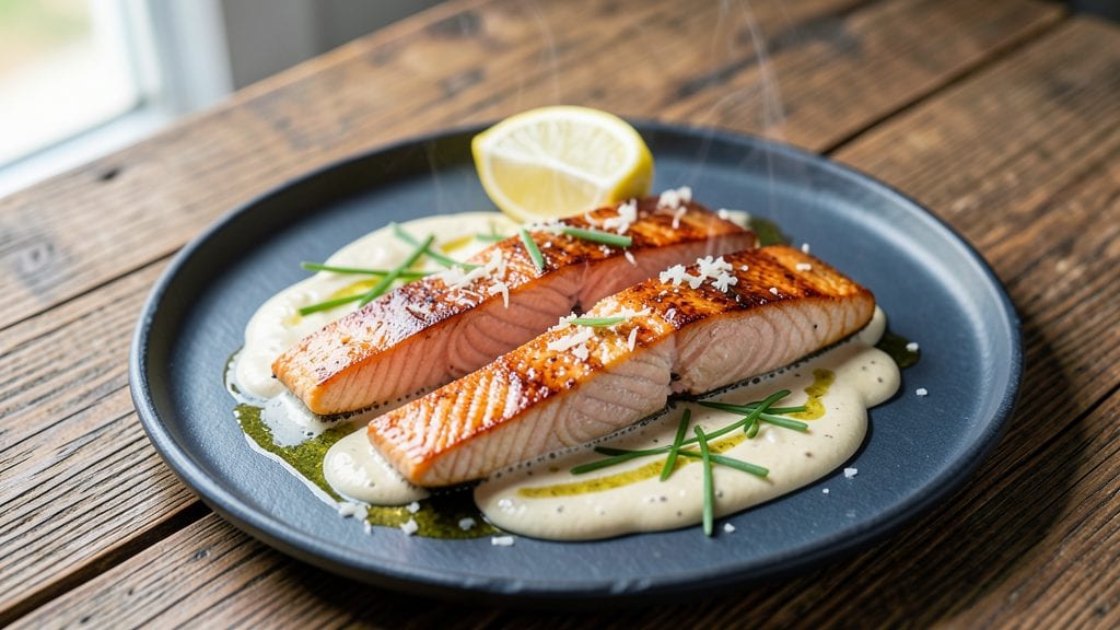 Salmon With Alfredo Sauce Recipe: Buttery Creamy Crust Over Flaky Fish